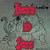 Pixelated anime-style character with red text overlays on a gray background, showing animation changes in the text elements.