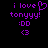 Purple pixelated text and symbols on black background with one version featuring a heart symbol replacing the 'o' in 'love'.