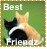 Static pixel art icon featuring two cats on a green background with text "Best" and "Friends" in white block letters.
