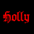 Four red pixelated text frames of 'Holly' on black background arranged in 2x2 contact sheet with slight animation variations.