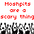 Red pixelated text reads "Moshpits are a scary thing" above repeating black-and-white cartoon figures with raised arms.