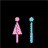 A 4-frame animated contact sheet showing two stylized figures in pink and cyan performing sequential movements against a black background.