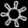 25 grayscale sunburst icons arranged in five and five , each with a central circle and radiating arms that vary in size and detail across the sequence