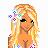 Pixel art buddy icon featuring a blonde cartoon woman in a bikini with colorful floral patterns, accompanied by text reading 'louis vuitton babe' and decorative flower borders.