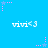 Pixelated blue background with repeated white text 'vivi<3' and pink star animations in four corners.