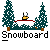 Pixelated snowboarder in yellow jacket and blue pants moves across snowy trees with 'Snowboard' text below.