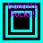 Four cyan and black square frames with pink text 'DanoH6 Rocks!!' in the top-left corner, each frame containing a nested square pattern that changes size across observations.
