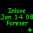 Green text on black background displays 'Inlove', 'Jan. 14. 08', and 'Forever' with changing symbols below each instance.