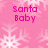 Pixelated pink background with white snowflakes and 'Santa Baby' text in bright magenta.