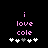 Pixelated pink text 'i love cole' on black background with white and gray plus signs below, two variations differ in plus sign positions.