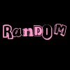 Pink stylized text reading 'Random' on a black background with pixelated edges and subtle color bleeding.