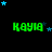 Green text 'KAYIA' repeated across a black background with scattered blue and dark blue stars, some of which shift position between frames.