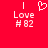 Red background with white pixelated text 'I Love #82' and a heart symbol above the word 'Love', displayed in two side-by-side