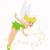 Pixelated Tinker Bell character in two poses with green and yellow text blocks on a white background.