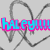 Pixelated text reading 'Haley!' in cyan with pink outline over gray abstract shapes on light gray background.