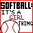Pixelated softball-themed icon with bold text and a red border, featuring a stylized baseball graphic at the bottom.