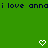 Green background with dark blue text reading 'i love annai love anna' and two white pixelated heart symbols at the bottom.