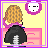 Pixel art contact sheet showing three frames of an animated icon with a blonde character, pink furniture, and text about 'survivor' on yellow backgrounds.