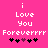 Pixelated text on bright pink background with animated heart symbols changing color.