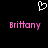 Pixelated white heart symbol above two pink 'Brittany' text instances on black background.