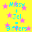 Yellow background with pink stars and cyan text showing 'Missy + Jel = Biffers' repeated twice in a