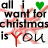 A 48x48 pixel animated contact sheet of a Christmas-themed buddy icon with repeating text and heart symbols in red, green, and black on a white background.