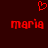 Red pixelated heart symbol above two identical red 'maria' text strings on dark brown background.