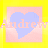 A static image of a pink square icon with a light blue heart shape and the text 'Andre' overlaid in semi-transparent letters, set against a bright yellow background.