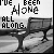 Black-and-white pixelated image with text 'I'VE BEEN Alone ALL ALONG.' and two empty wine glasses on a reflective surface.