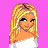 Pixel art contact sheet showing three frames of an animated buddy icon with a blonde cartoon character and text about being pretty, set against a bright pink background.