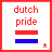 A contact sheet of three animated frames showing a Dutch pride icon with red, white, and blue colors and text.