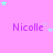 A static image with a pink background featuring multiple instances of the name "Nicolle" in purple text, each accompanied by small cyan and light gray stars.