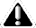 Two pixelated triangular warning symbols side-by-side, one black with white border and exclamation mark, the other red with yellow accents and same exclamation mark.