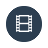 Circular icon with dark blue center and white border containing a white film strip symbol with two rectangular frames.