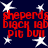 Dark blue background with white stars and red text reading 'sheperds black lab pit bull' in pixelated font.