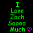 Green text reads 'I Love Zach Soooo Much' with a pink heart, repeated across three on black background