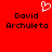 Red background with black text reading "David Archuleta" on both sides and a white pixelated heart symbol above the text.