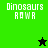 Four display 'Dinosaurs RAW' text with a star icon changing from black to green on a green and black background