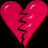 A 48x48 pixel animated contact sheet showing a broken heart icon with red text phrases arranged in a grid, displaying multiple frames of an animation sequence.