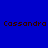 Blue background with four instances of the name 'Cassandra' in dark brown pixelated text arranged in two
