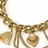 A pixelated golden chain with multiple pendants including a heart-shaped charm and an oval pendant, set against a white background.