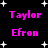 Black background with white star shapes and pink text reading 'Taylor' and 'Efron' in a pattern
