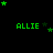 Green pixelated text 'ALLIE' appears below clusters of green and dark green stars on a black background, with star arrangements changing across frames.