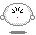 Pixel art contact sheet of five animated frames showing a round character with changing colors and facial features against a gray background.