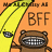 Pixelated icon shows a yellow banana with green stem on left, brown cartoon character with wide grin on right, and 'BFF' text above character against orange background.