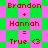 Red text on green and pink checkered background displays 'Brandon + Hannah = True <3' with two identical static frames.