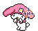 Pixelated character with pink mushroom hat and flower, holding hands near face in four showing increasing tears