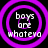 Four identical circular icons with purple concentric rings and white text reading 'boys are whateva' on a black background.