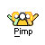 Pixelated icon shows a yellow taco with green lettuce, orange cheese, and white eyes; text below reads "Pimp" in black font.