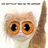 Pixelated cat with large orange eyes and raised paw, surrounded by pixelated text on black background.